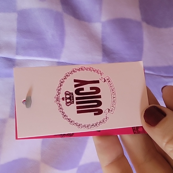 New Juicy Coutour Velour Pants. Purple Checker - Picture 3 of 4